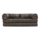 Canapé vintage en cuir patchwork des années 1970