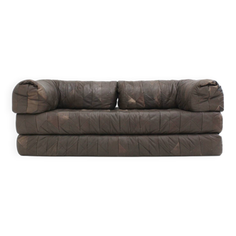 Vintage leather patchwork sofa 1970s