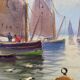Painting XIX° HSP Marine Sailboats "Return from fishing" school of E. Gauffriaud
