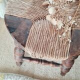 Wood and straw stool - brutalist
