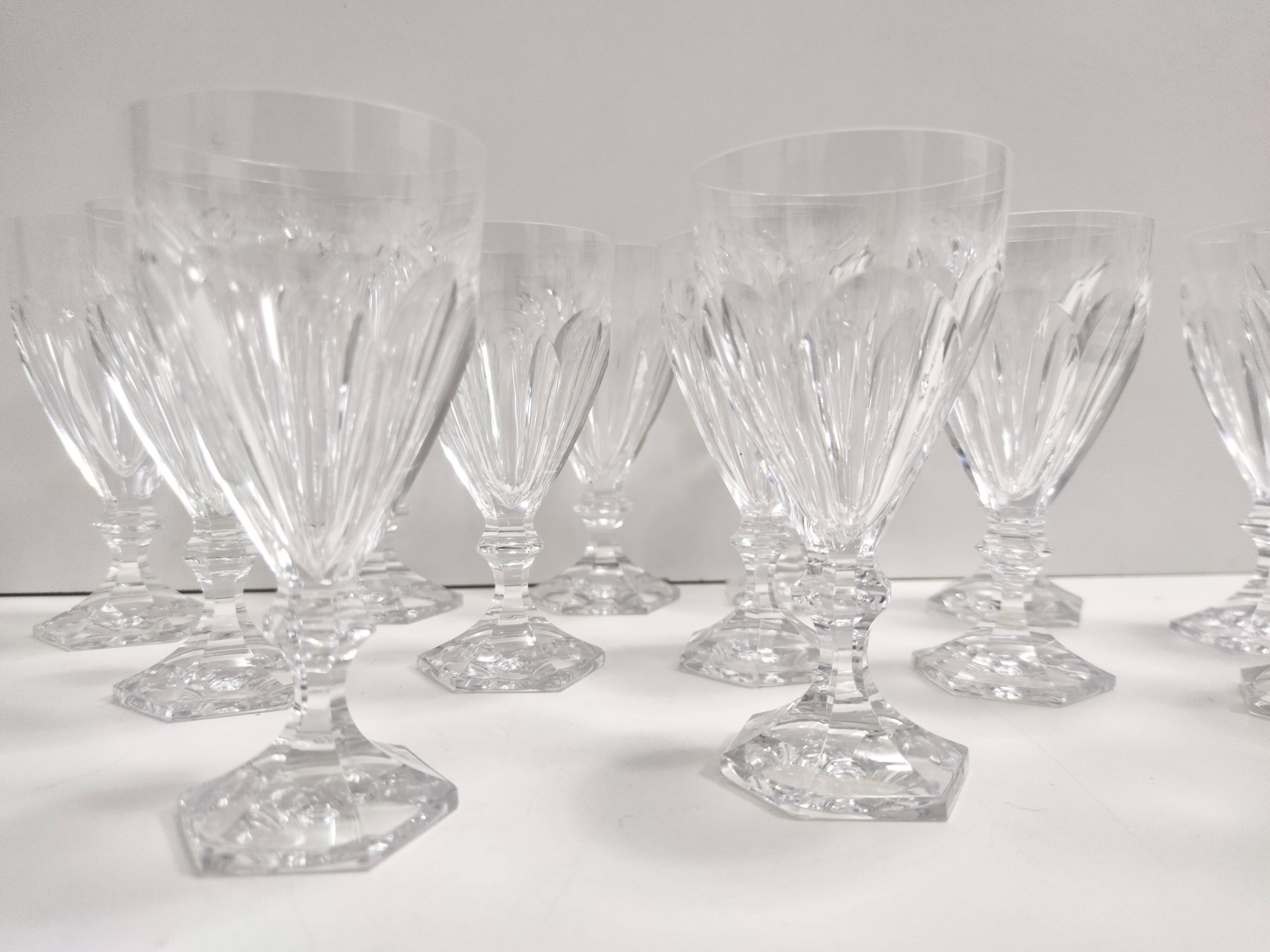Postmodern Set of Eighteen Solid Crystal Drinking Glasses by Kosta Boda, Sweden