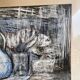 Still life modern gouache painting on paper signed and framed