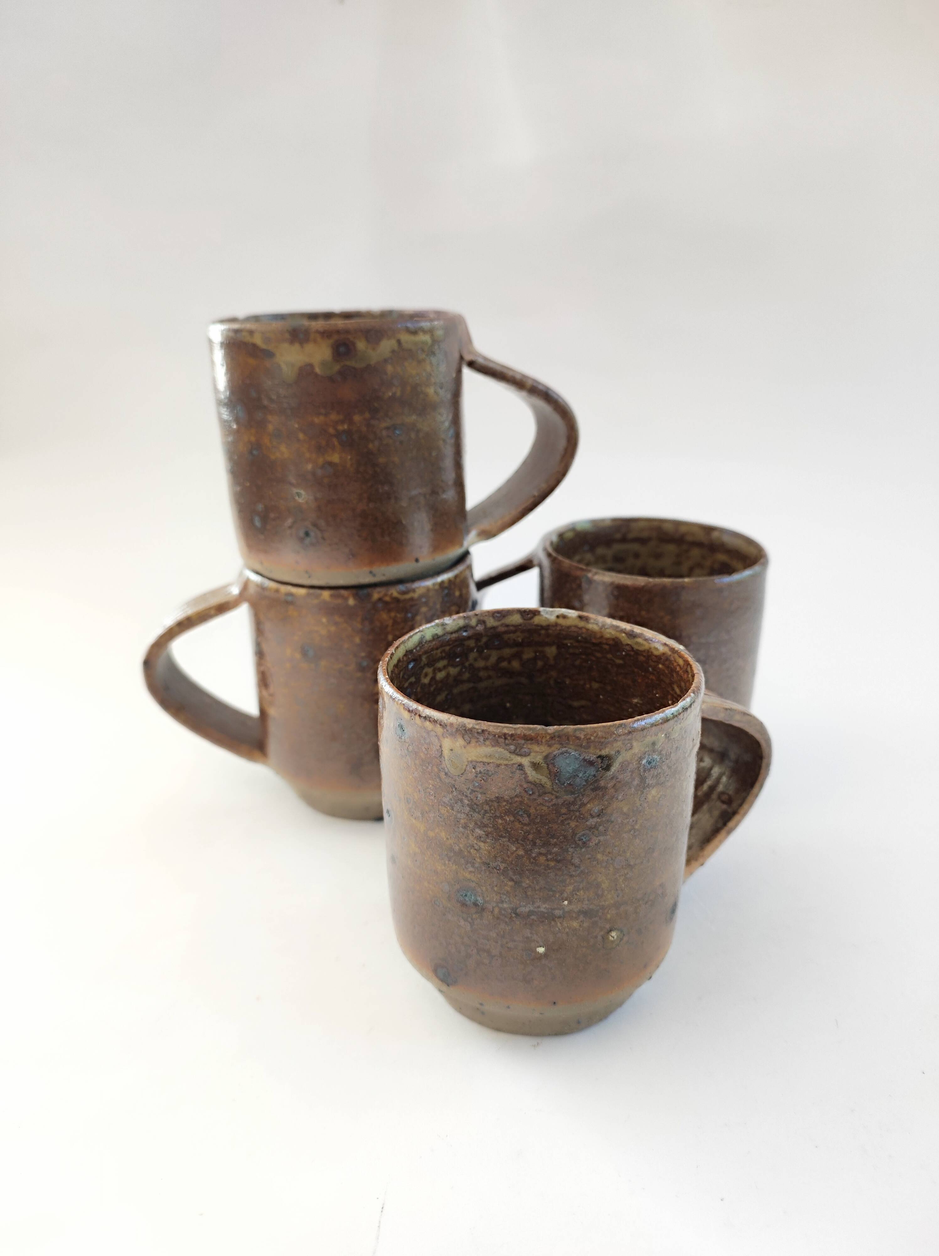 Lot de 4 tasses à café en grès de Puisaye
