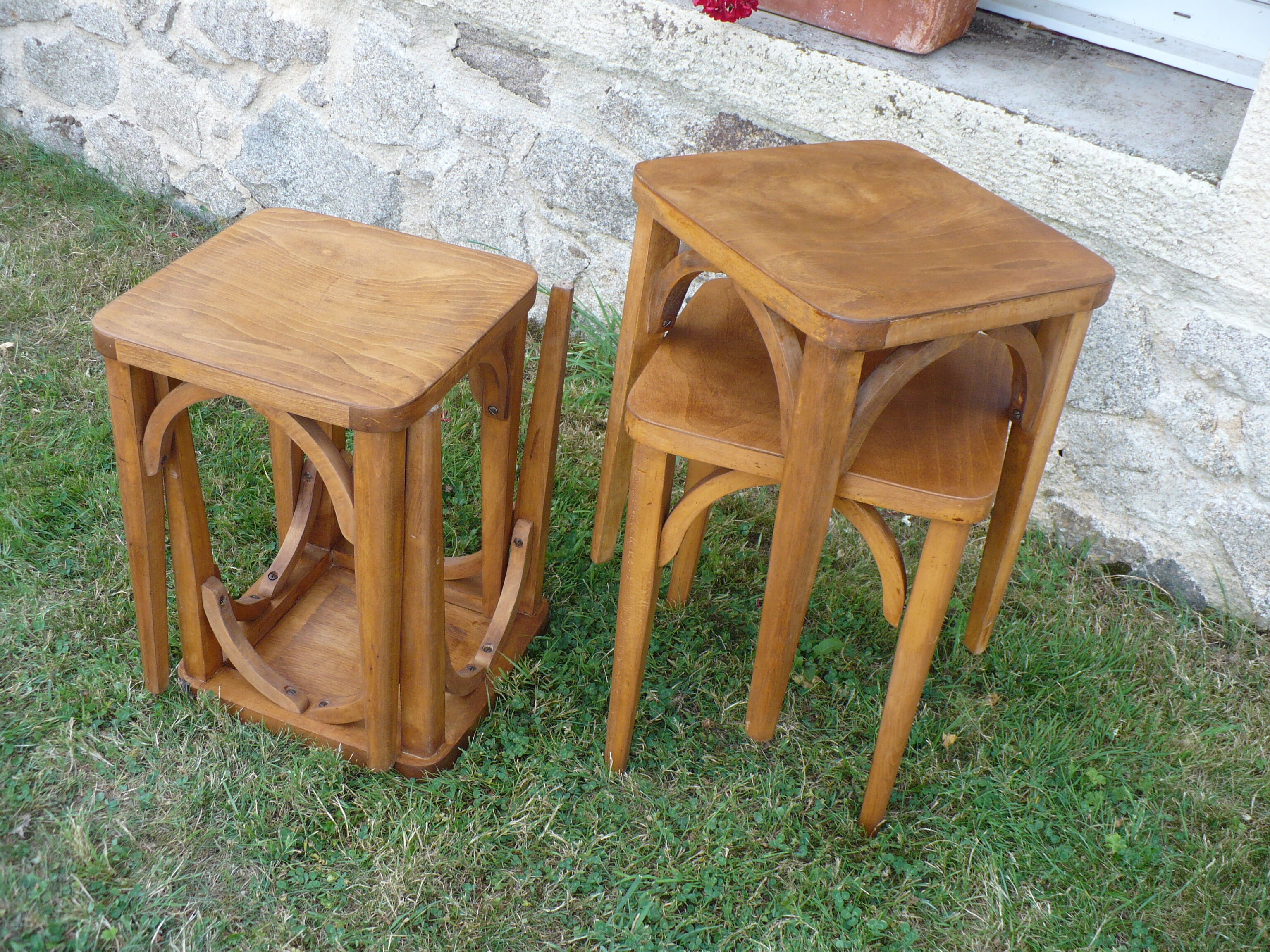 Set of 4 wooden stools