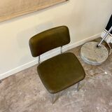 Chrome aluminum chair and khaki green skai