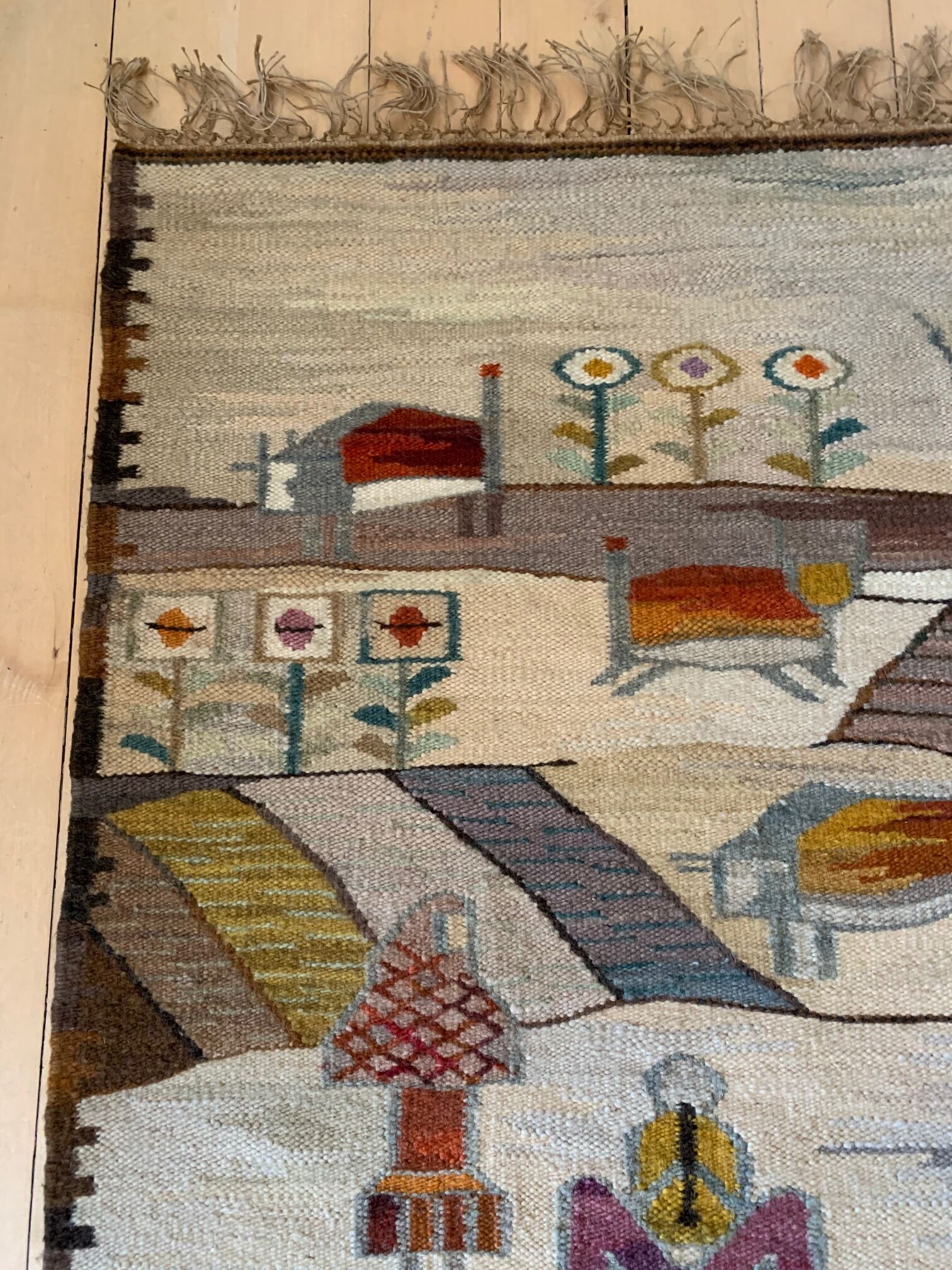 Tapestry "Buffalo" designed by Piotr Grabowski Cepelia 1978