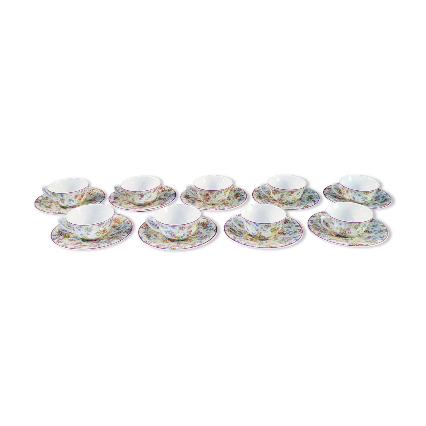 9 porcelain coffee cups from limoges haviland decorated with flowers circa 1930