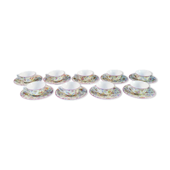 9 porcelain coffee cups from limoges haviland decorated with flowers circa 1930