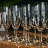 10 flûtes à champagne vintage en verre à facettes