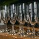 10 vintage champagne flutes in faceted glass