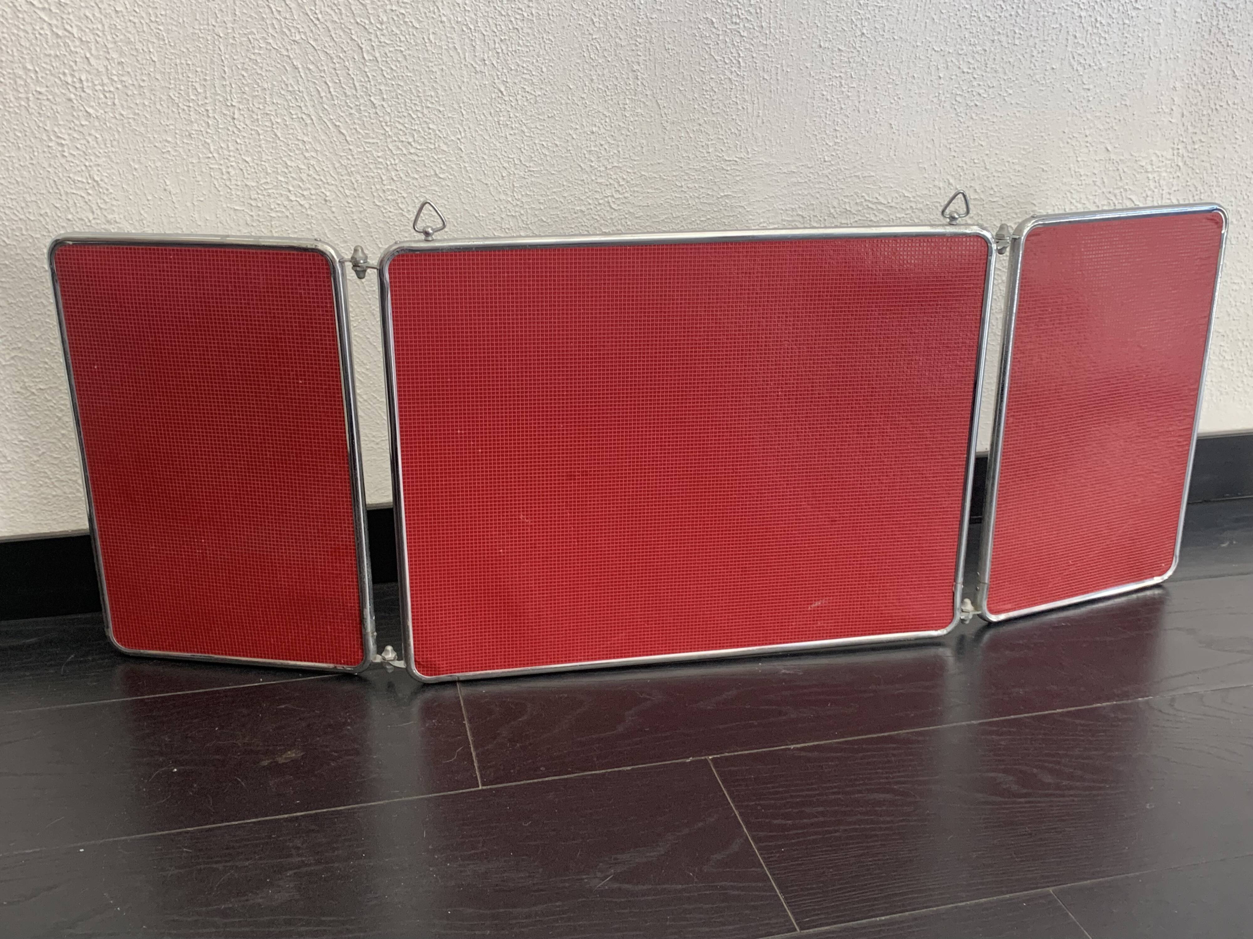 Vintage mirror 1950 triptych barber Arpin grenadine - 37 x 103 cm