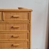 Vintage rattan chest of drawers from the 1970s.