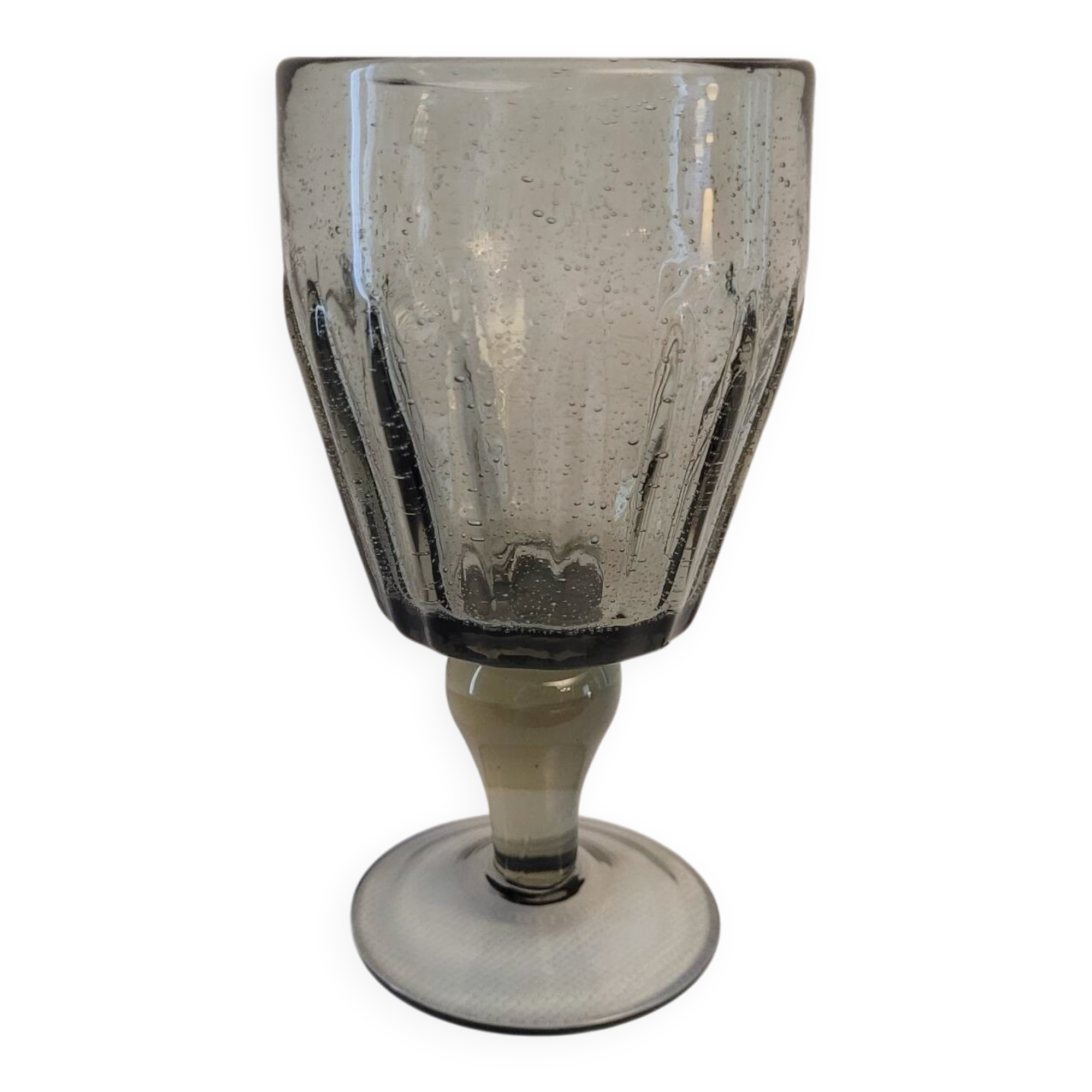 Footed glass La Rochère, 70's bubble glass
