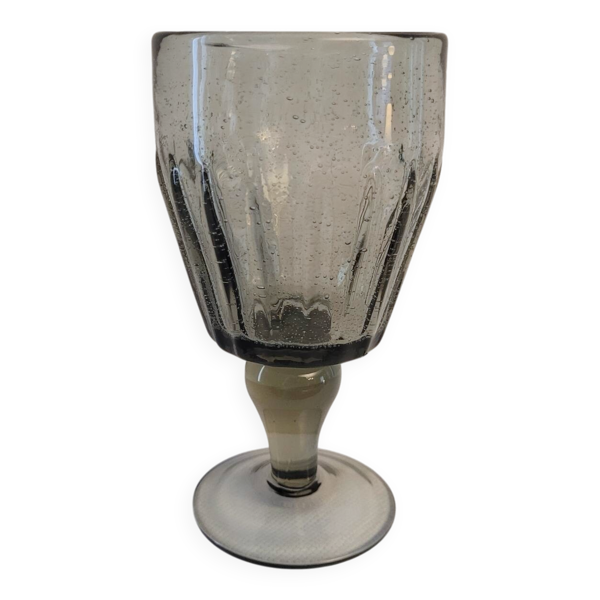 Verre à pied La Rochère, verre bullé 70's