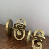 Set of 2 brutalist bronze candleholders, 1970s
