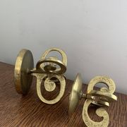 Set of 2 brutalist bronze candleholders, 1970s