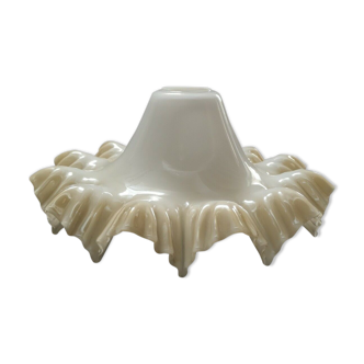 Abat jour dentelle opaline blanc/beige dentelé monte/baisse 30/40'