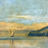 Vintage oil on canvas, "Mediterranean Landscape".