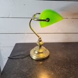 Lampe de bureau vintage en laiton abat-jour en verre