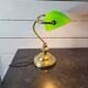 Vintage brass desk lamp with glass shade