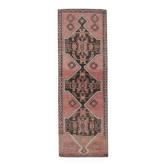 Tapis coureur en laine et coton fait main Oushak turc des années 1970, 98x293.