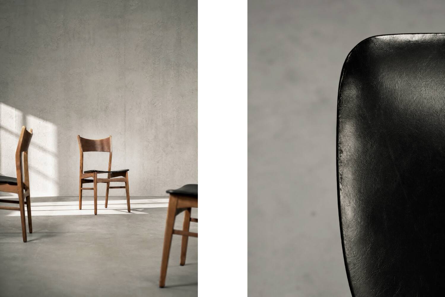 Ensemble de 4 chaises de salle à manger vintage mi-siècle danoise modernes en hêtre et teck.