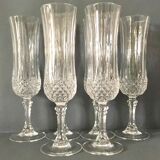 Set of 6 crystalline champagne flutes cut