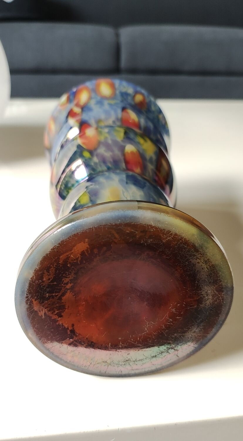 Boho chic iridescent/Iridescent vase. Millefiori. Wilhelm Kralik
