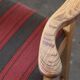 Vintage Brutalist Oak Razorblade Red Striped Armchair by H. Kjærnulf, 1960s