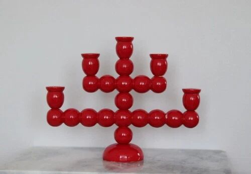 Swedish Mid Century Five-Arm Bobbin Candle Holder