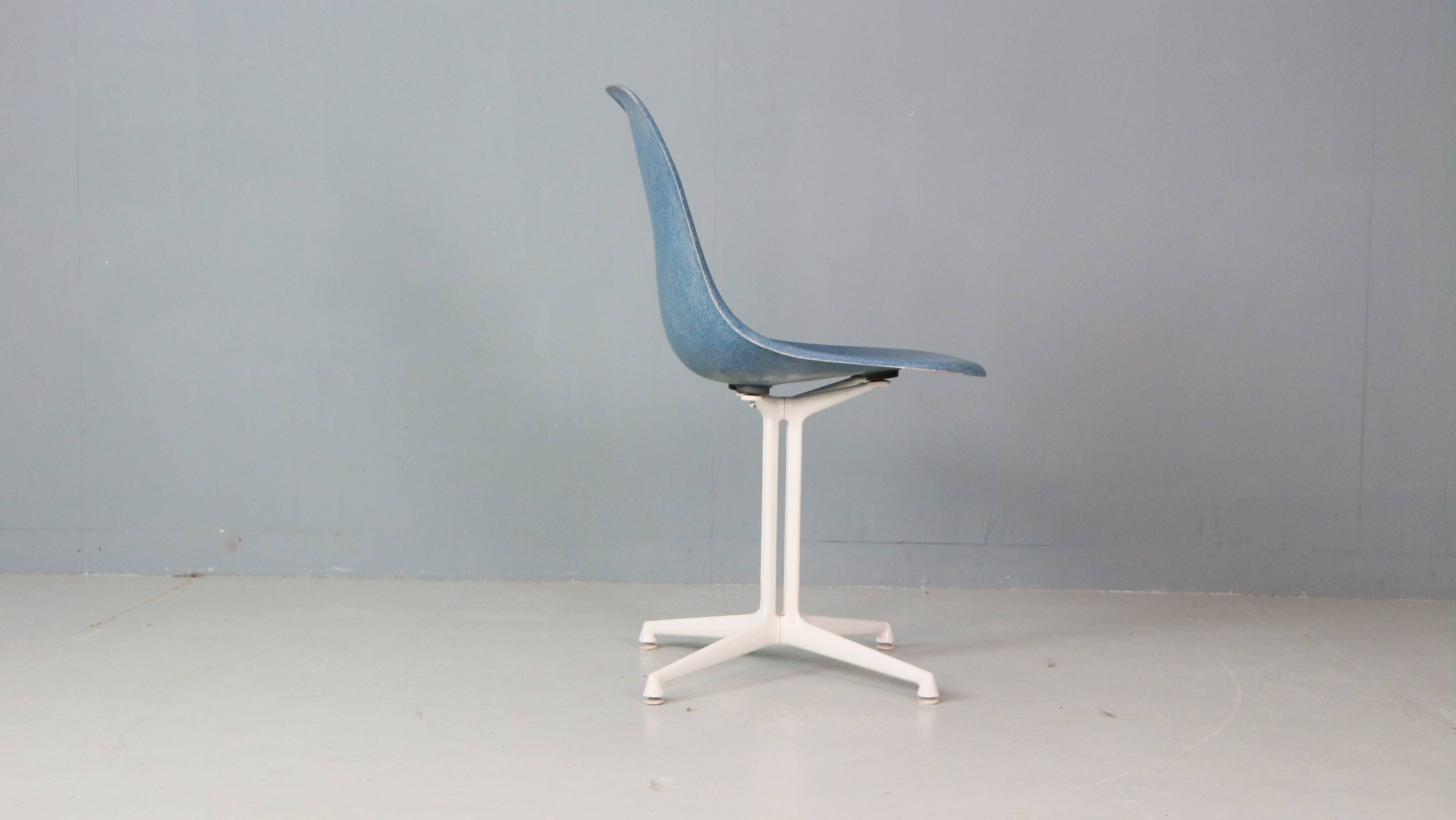 Charles & Ray Eames "La Fonda" Blue Fiberglass Chairs Herman Miller