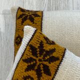 Pair of vintage retro wool knitted cushions