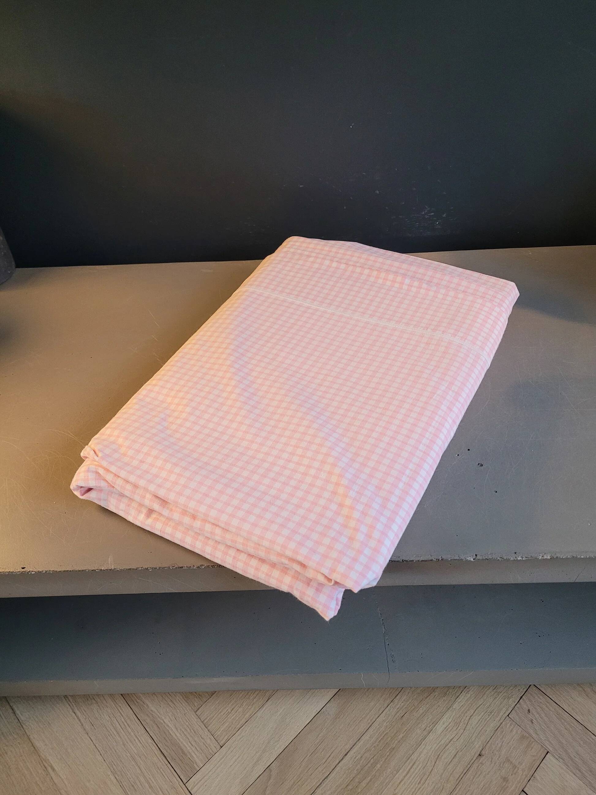 Drap - pièce de tissu - nappe vichy rose - 290x220cm - 912