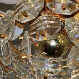 Lustre Kinkeldey en plaqué or et verre à facettes, années 1960