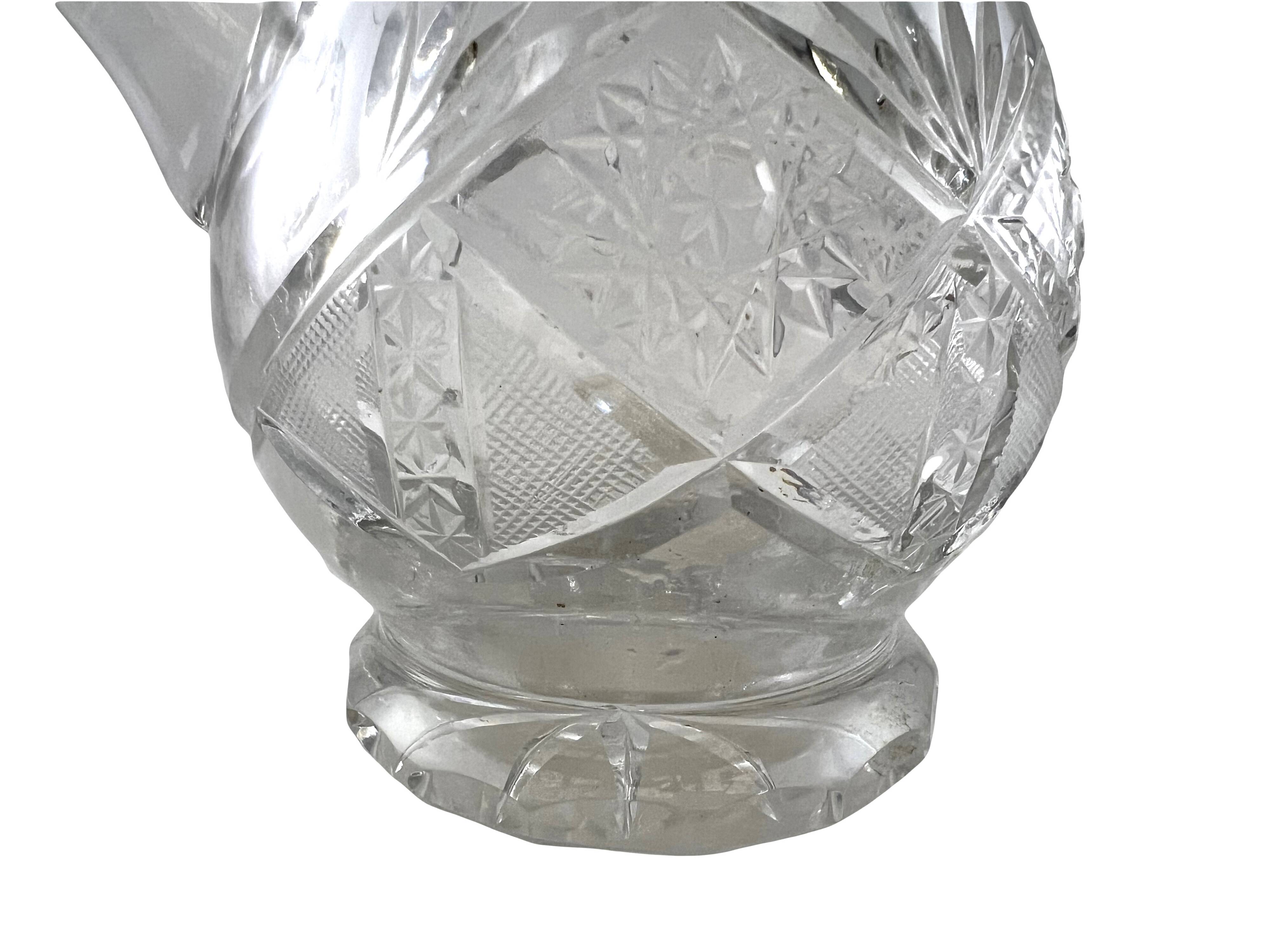 Cut crystal pitcher carafe