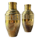 Duo of embossed brass vases