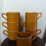 7-cup bistro coffee set in caramel mustard color