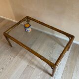 Glass and bamboo coffee table
