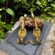 2 lion coat hooks in solid brass Art Nouveau
