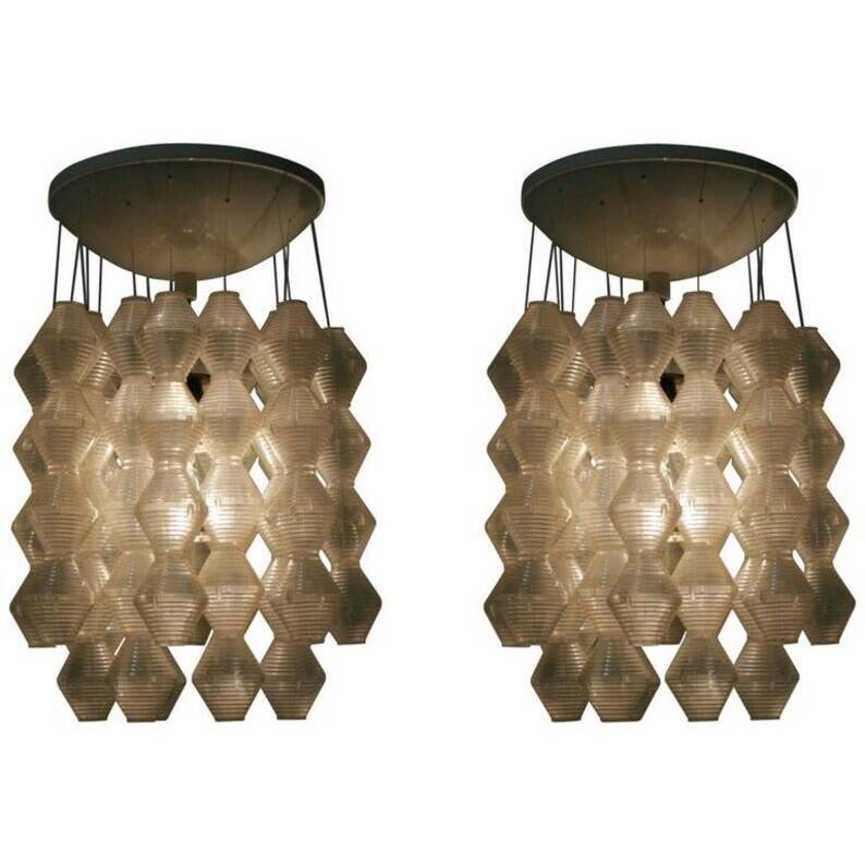 Pair of Beautiful Midcentury Design Napako Pendants, 1970s