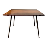 wooden coffee table and 70s design compass legs