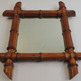 Antique mercury mirror in turned bamboo-style wood – Rare 19th century piece