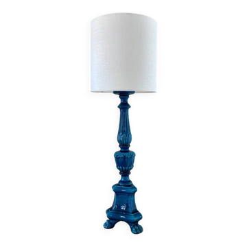 Turquoise ceramic lamp signed Pol Chambost - 1960.