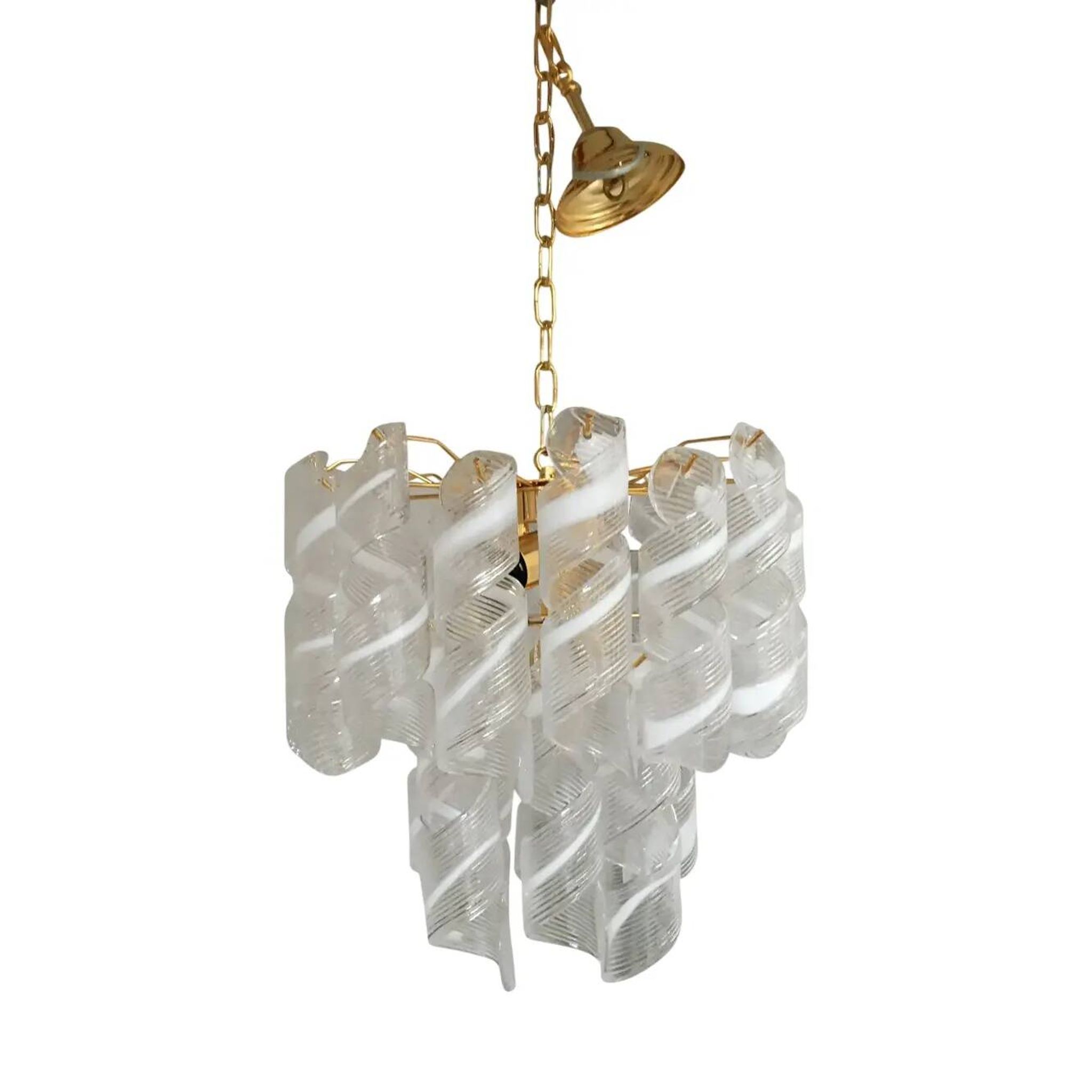 Murano Glass Virgola Chandelier by Simoeng