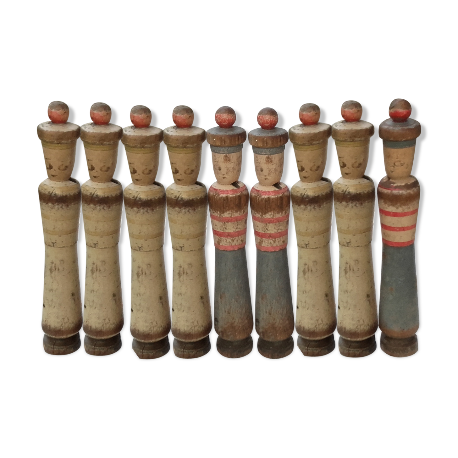 Jeu de 9 quilles marins en bois