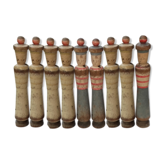 Jeu de 9 quilles marins en bois