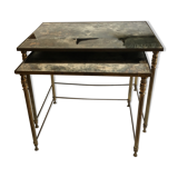 Brass and glass mirrored nesting tables