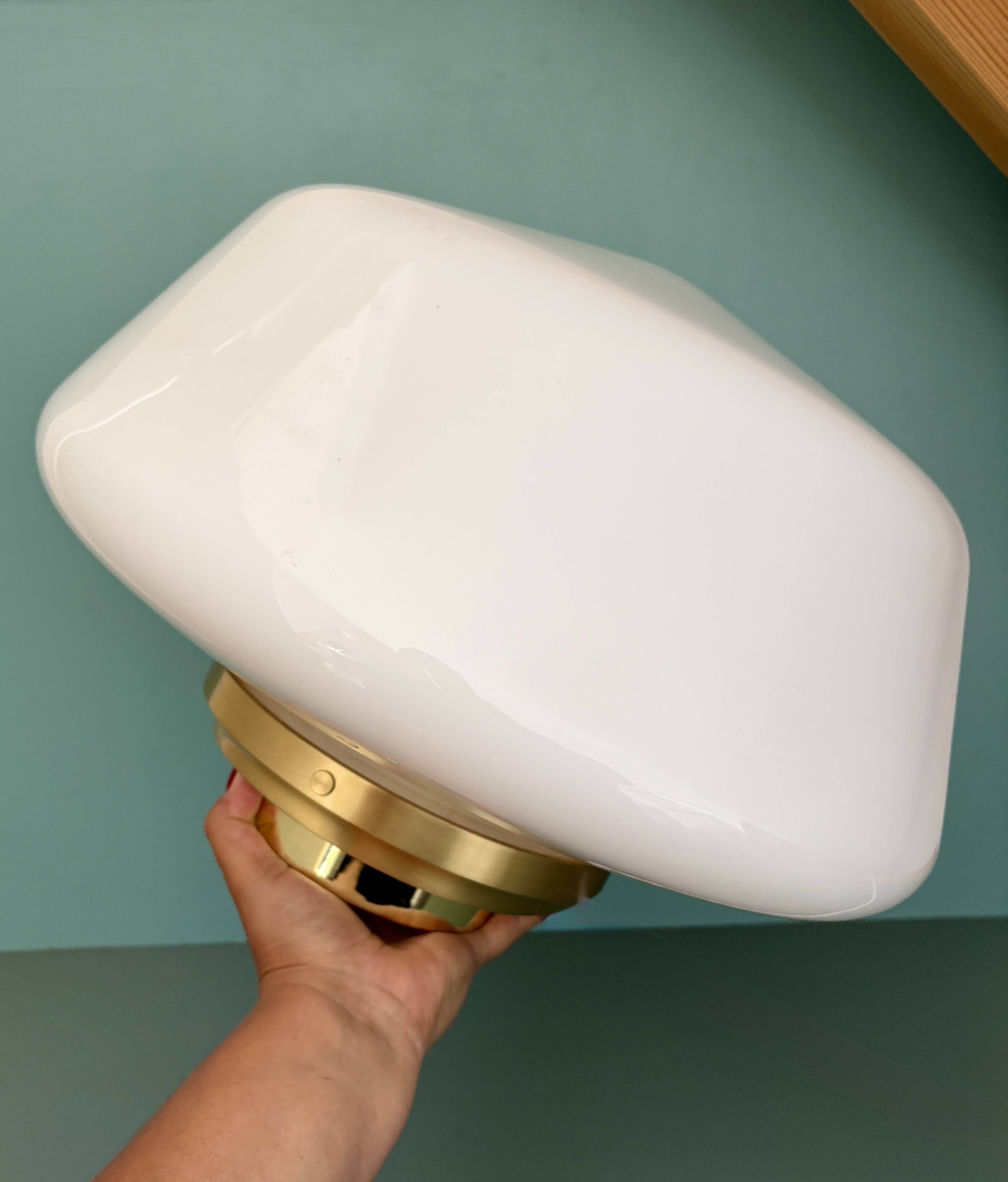 Vintage Mazda XXL globe wall or ceiling light in white opaline