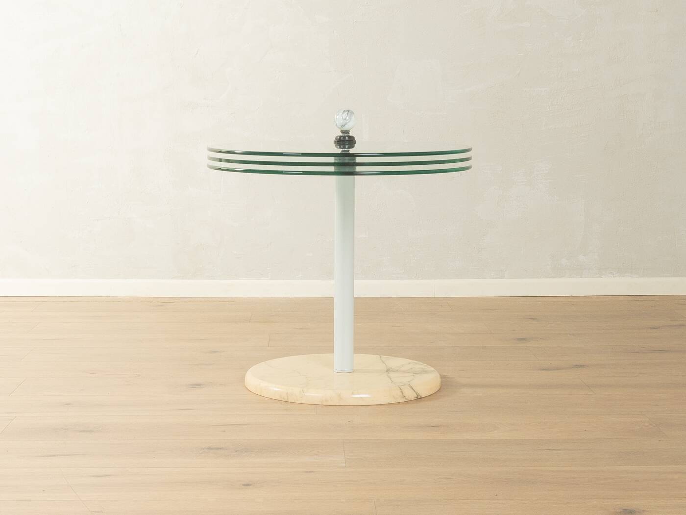 Sculptural side table from the 1980s with swiveling glass plates and a solid marble base