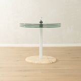 Sculptural side table from the 1980s with swiveling glass plates and a solid marble base